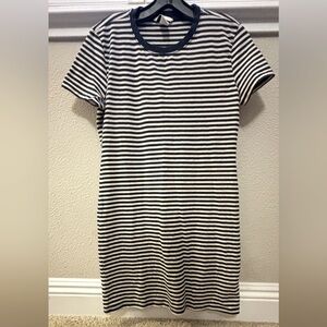 H&M Basic Navy Blue White Stripe T-shirt Dress Size Medium